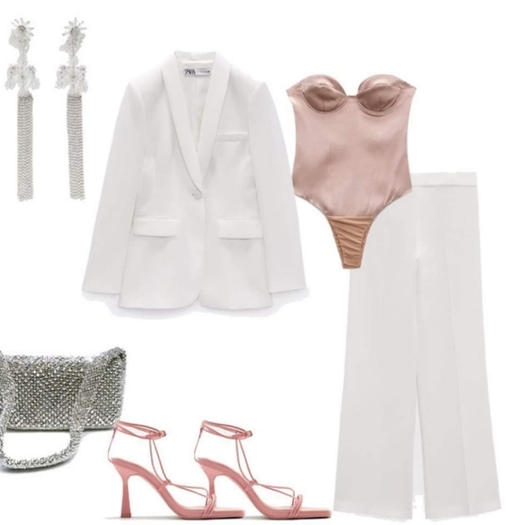 ZARA * BLAZER WHITE Size L tuxedo - Picture 15 of 16